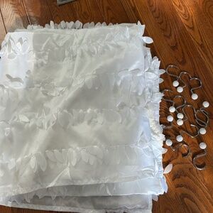 Style Sanctuary Fabric Shower Curtain & 12 curtain rings